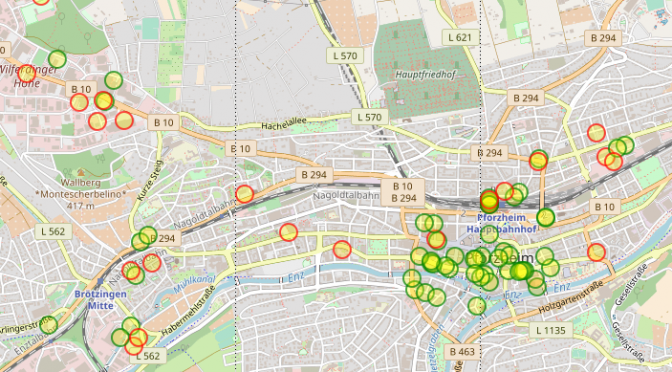 OpenStreetMap-Aufgabe abgeschlossen: 119 Stellplätze für Fahrräder in Pforzheim eingetragen