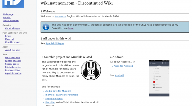 Abschaltung meines alten, Englisch sprachigen Wikis wiki.natenom.com